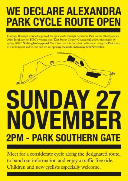 Let's Declare Alexandra Park Cycle Route Open @ Alexandra Park meet at the southern gate.