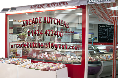 Arcade Butchers, Queens Arcade, Hastings.